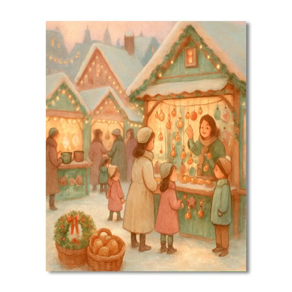 Gingerbread Market Twilight paint by numbers