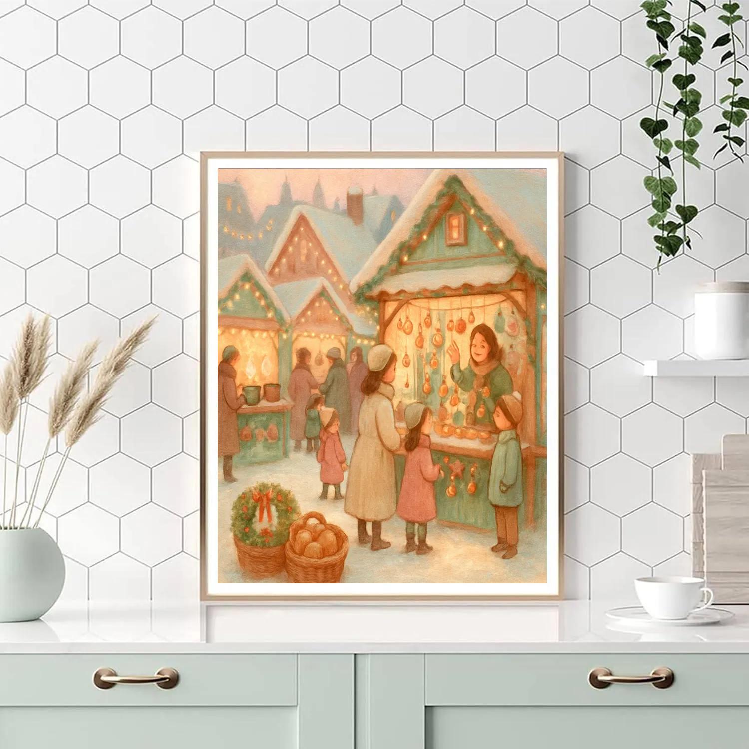 Gingerbread Market Twilight paint by numbers
