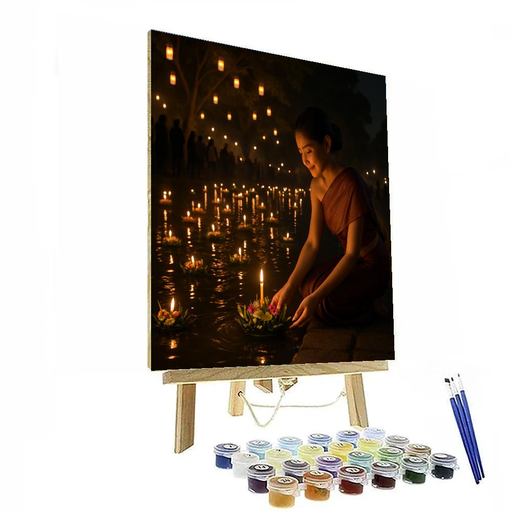 Loi Krathong Offerings On Chiang Mai River Paint by numbers art