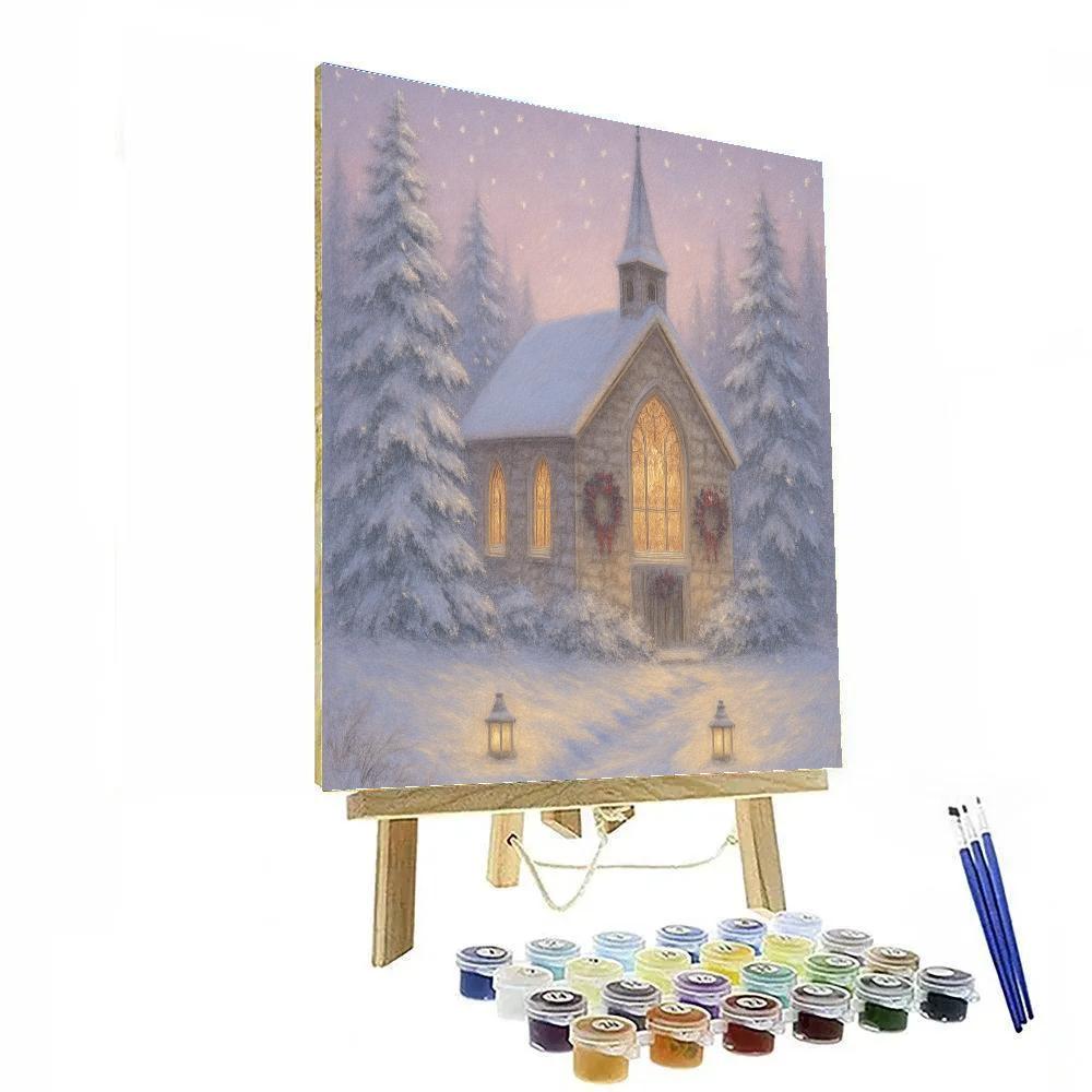 Pine Path Snowbound Chapel Painting by numbers kit
