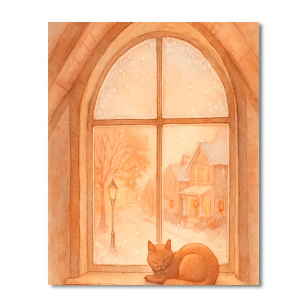 Window Seat Maple Snowday paint by numbers