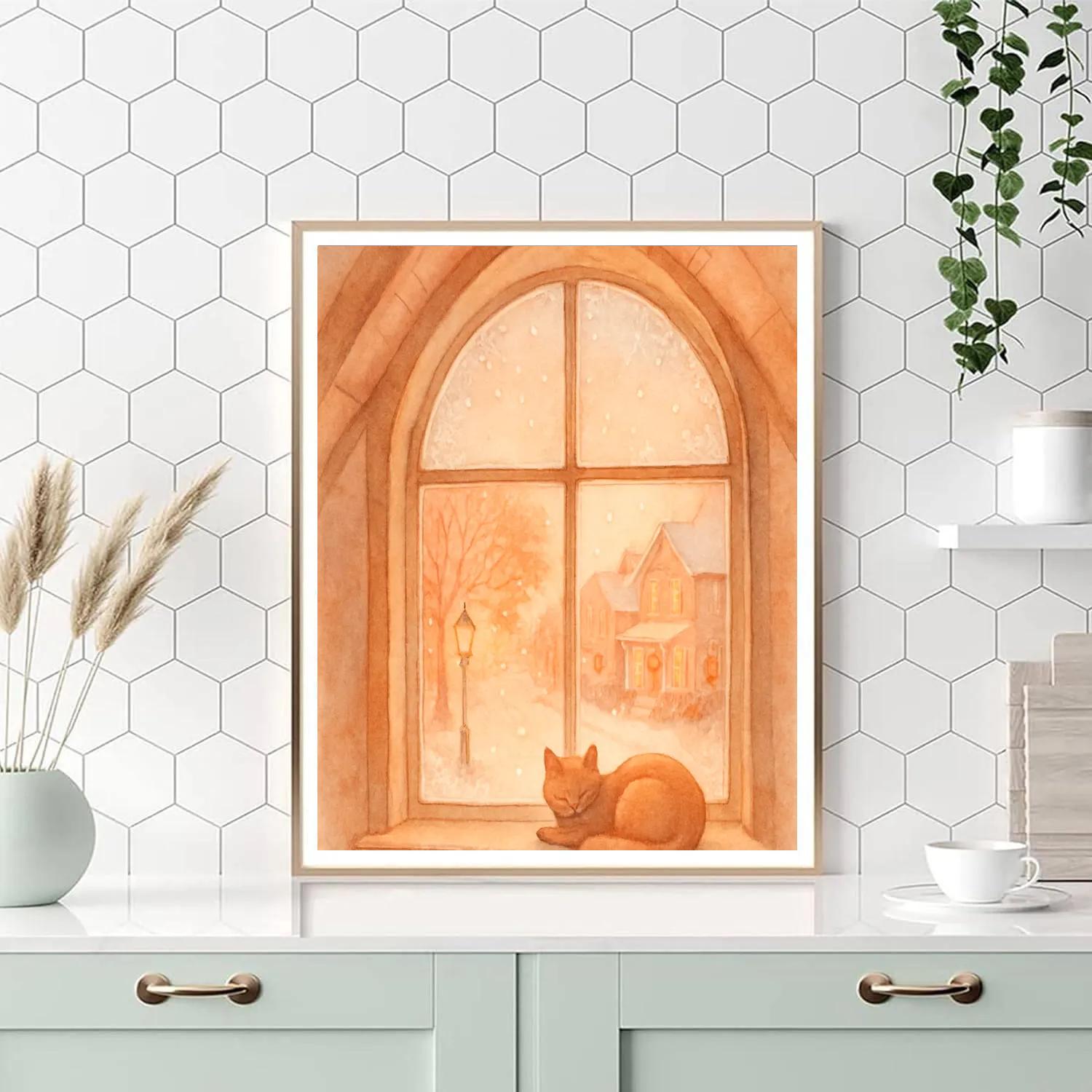 Window Seat Maple Snowday paint by numbers