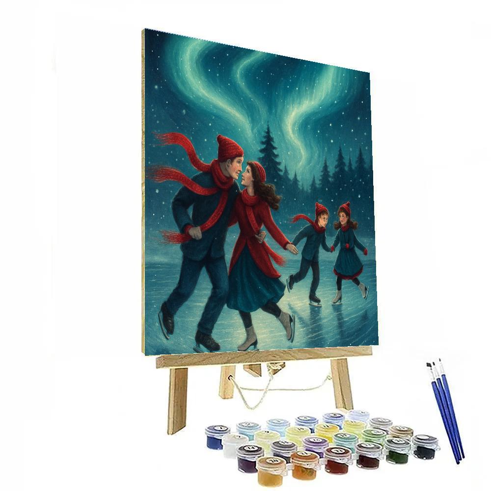 Aurora Ice Skaters DIY paint by numbers