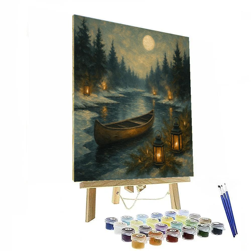 Holiday Lantern Canoe Number painting