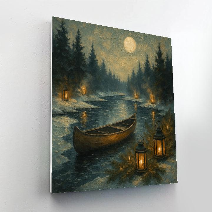 Holiday Lantern Canoe Number painting