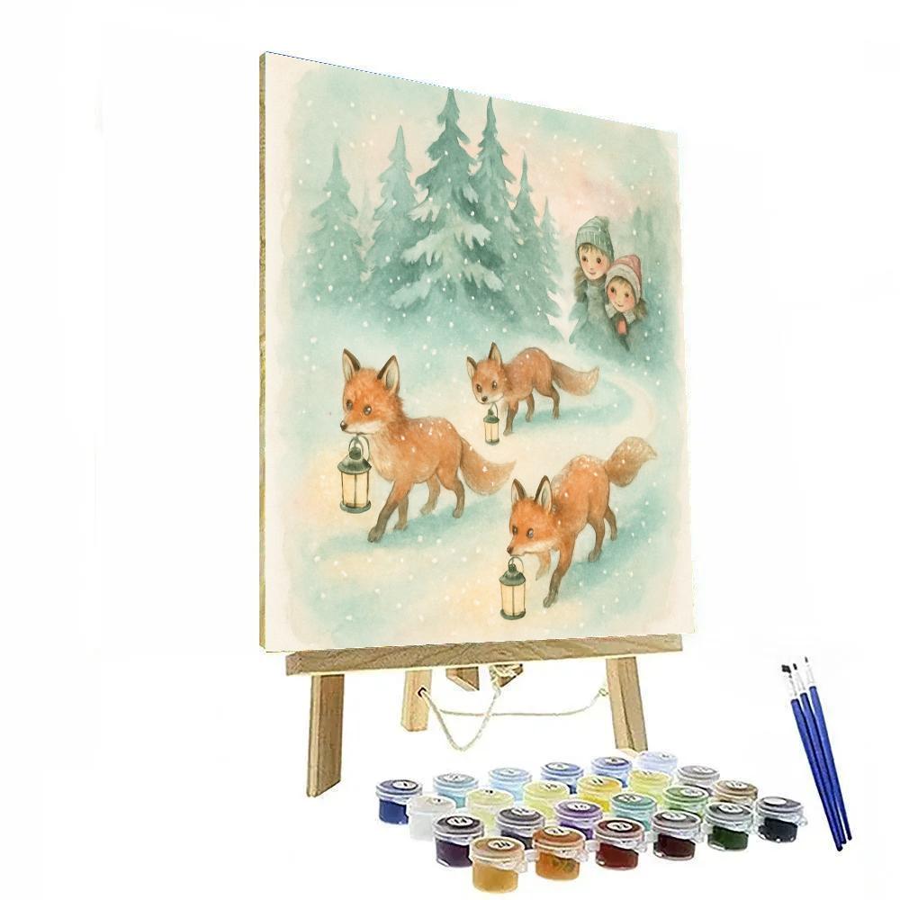Frosted Fox Lantern Parade painting number kit