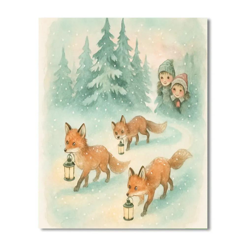 Frosted Fox Lantern Parade painting number kit
