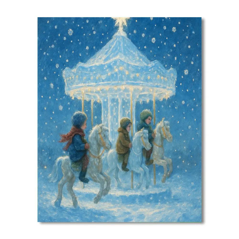 Icicle Carousel Night Number painting