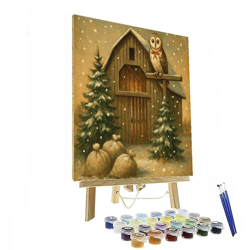 Festive Barn Owl Vigil Numbered painting kits