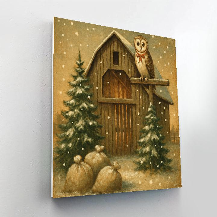 Festive Barn Owl Vigil Numbered painting kits