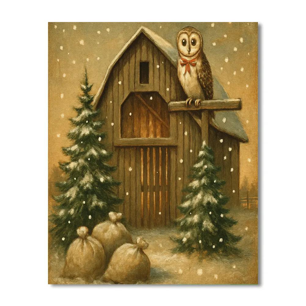 Festive Barn Owl Vigil Numbered painting kits