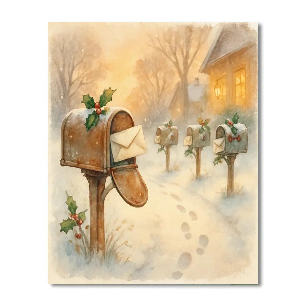 Snowy Postcard Lane Paint by numbers kits