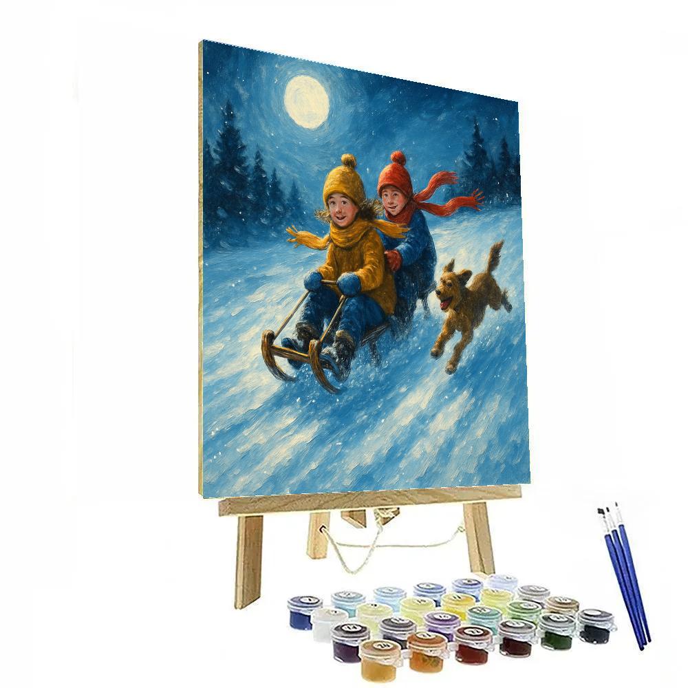 Moonlit Sled Ridge DIY paint by numbers
