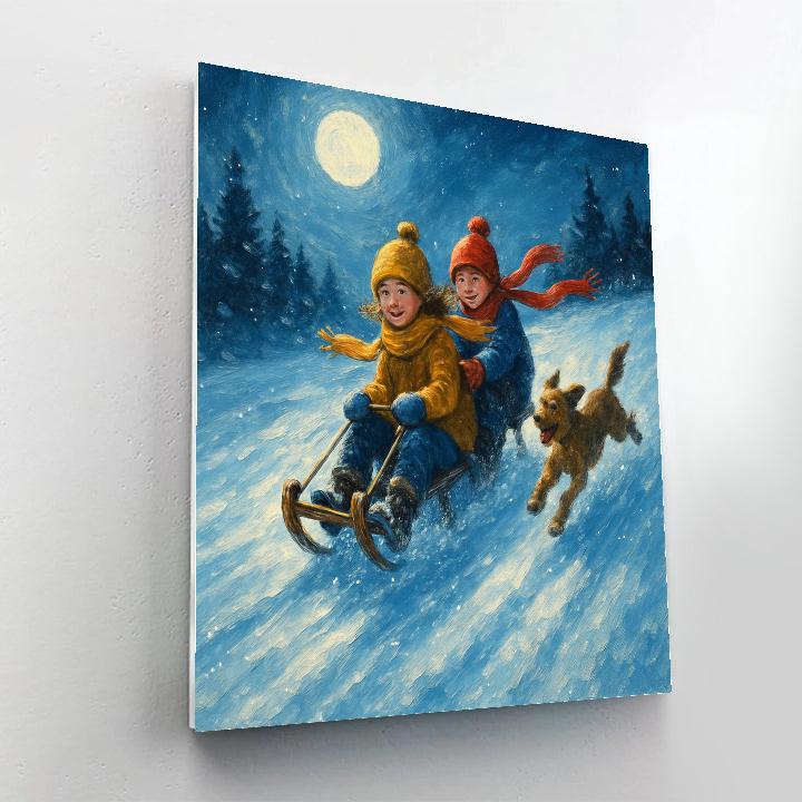 Moonlit Sled Ridge DIY paint by numbers