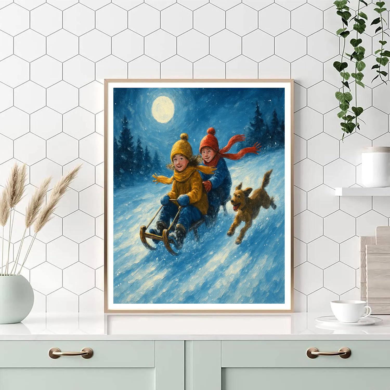 Moonlit Sled Ridge DIY paint by numbers