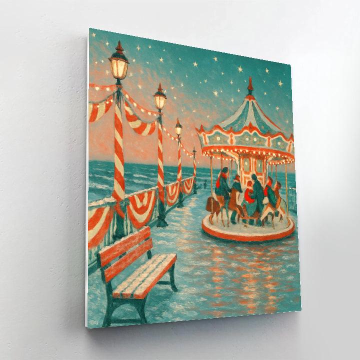 Peppermint Pier Carousel Painting by numbers kit