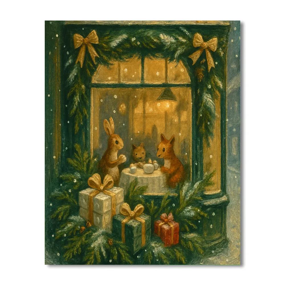 Evergreen Window Display Number painting
