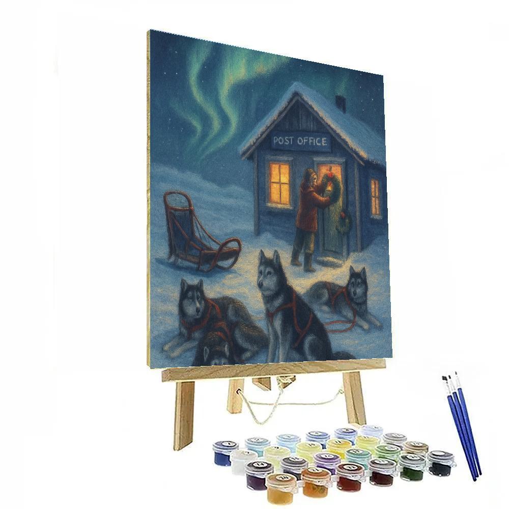 Polar Post Office Night Paint by numbers art