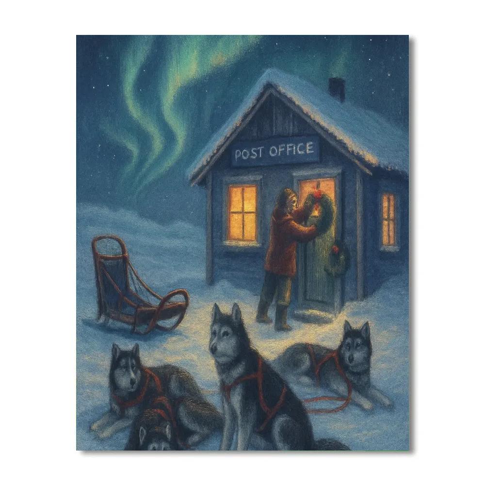 Polar Post Office Night Paint by numbers art