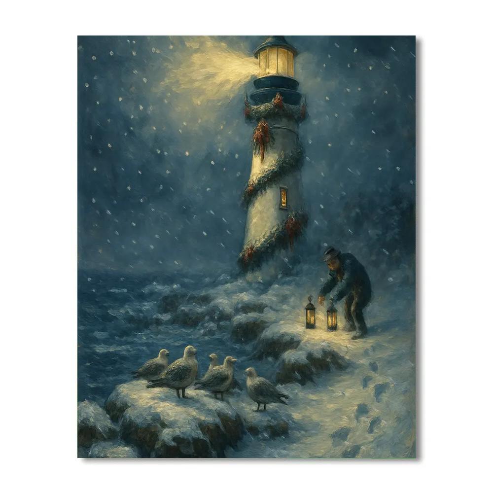 Frosted Lighthouse Watch Number painting