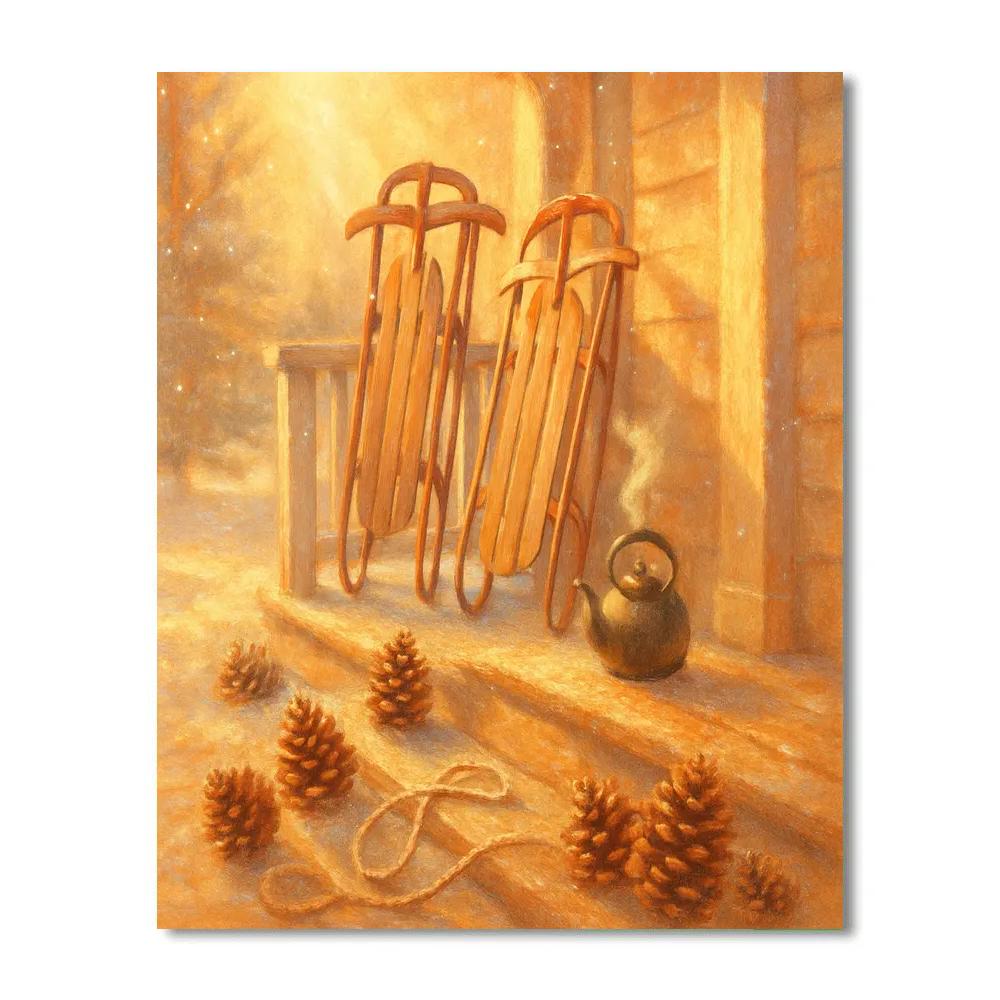 Pinecone Porch Morning paint by numbers