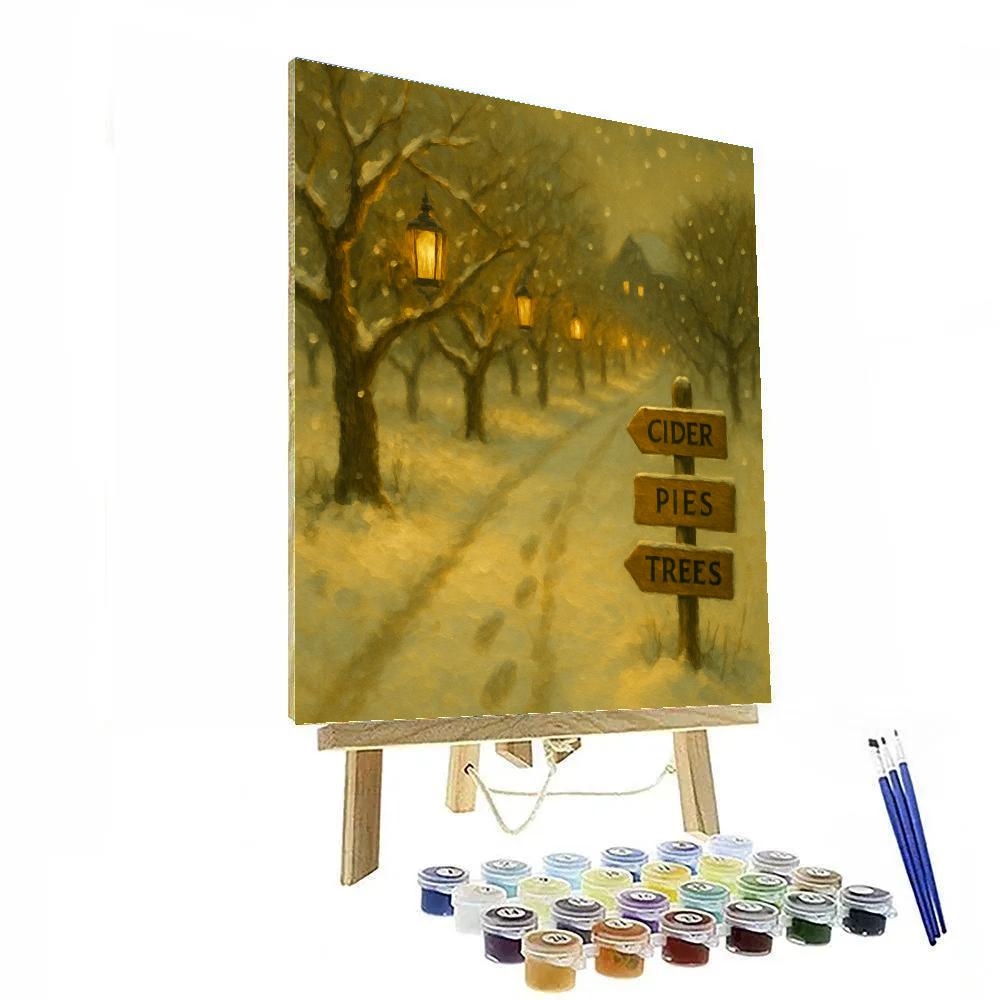 Frosted Lantern Orchard Path Number painting