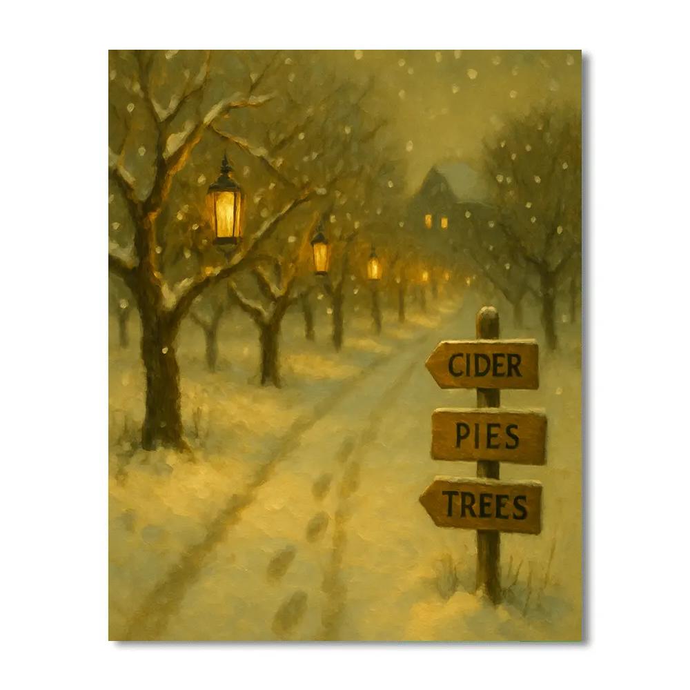 Frosted Lantern Orchard Path Number painting