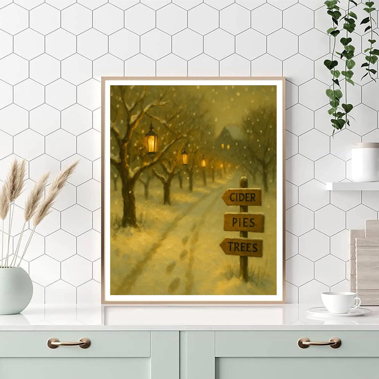 Frosted Lantern Orchard Path Number painting