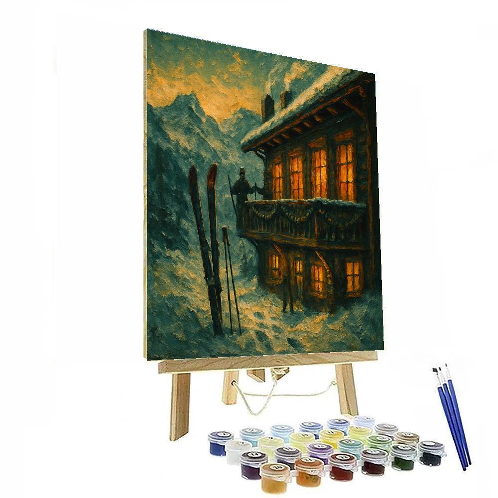 Lantern-Filled Pine Lodge paint by numbers