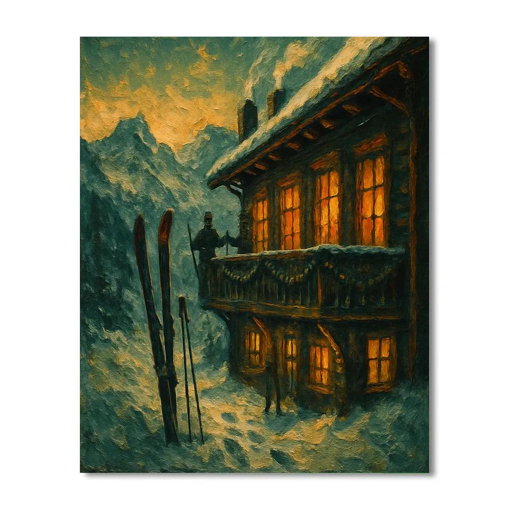 Lantern-Filled Pine Lodge paint by numbers