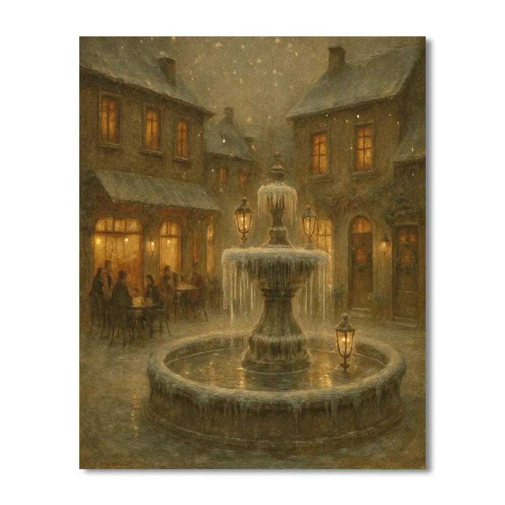 Frosted Lantern Courtyard Painting by numbers kit