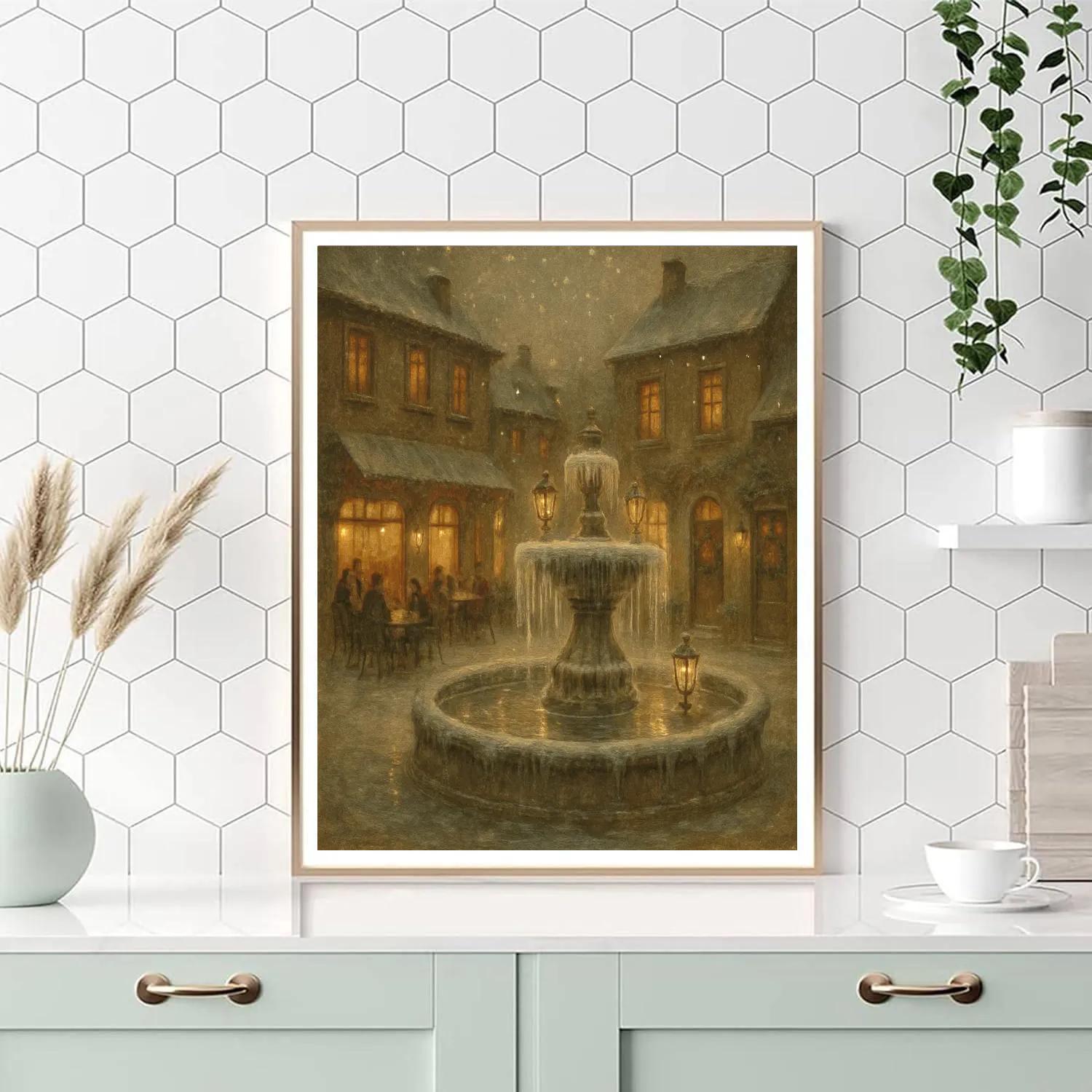 Frosted Lantern Courtyard Painting by numbers kit