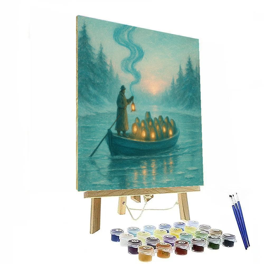Snow Lantern Ferry Crossing Paint by numbers kits