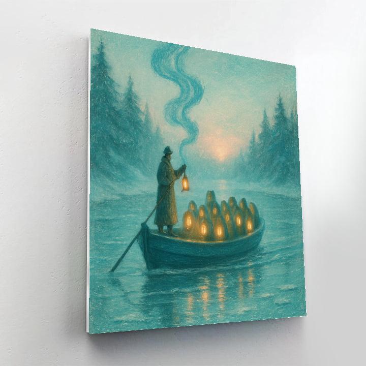 Snow Lantern Ferry Crossing Paint by numbers kits