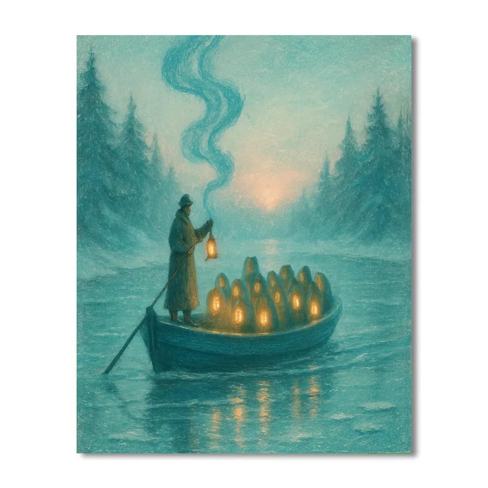 Snow Lantern Ferry Crossing Paint by numbers kits