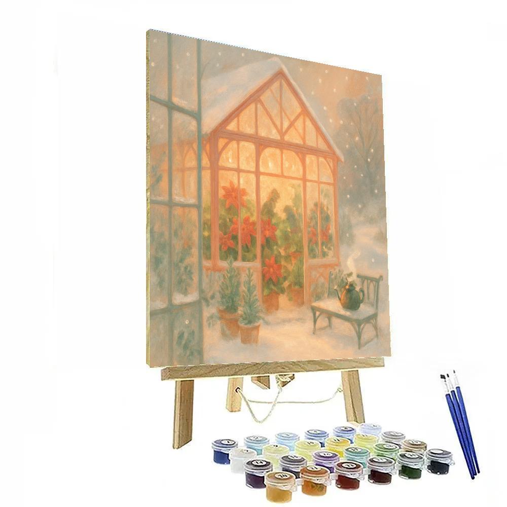 Lantern-Lit Winter Greenhouse Paint by numbers art