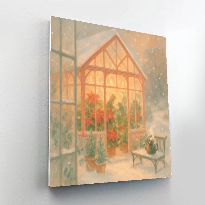 Lantern-Lit Winter Greenhouse Paint by numbers art