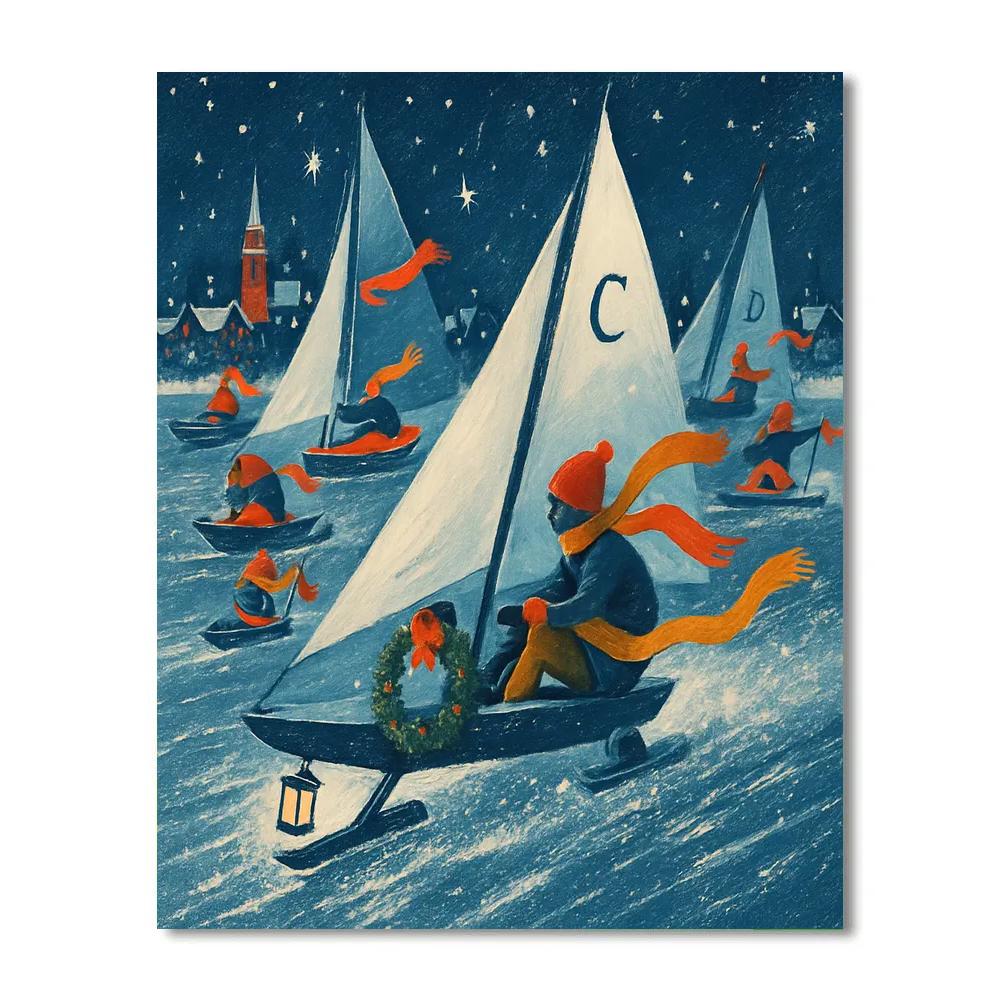 Winter Lantern Regatta Numbered painting kits