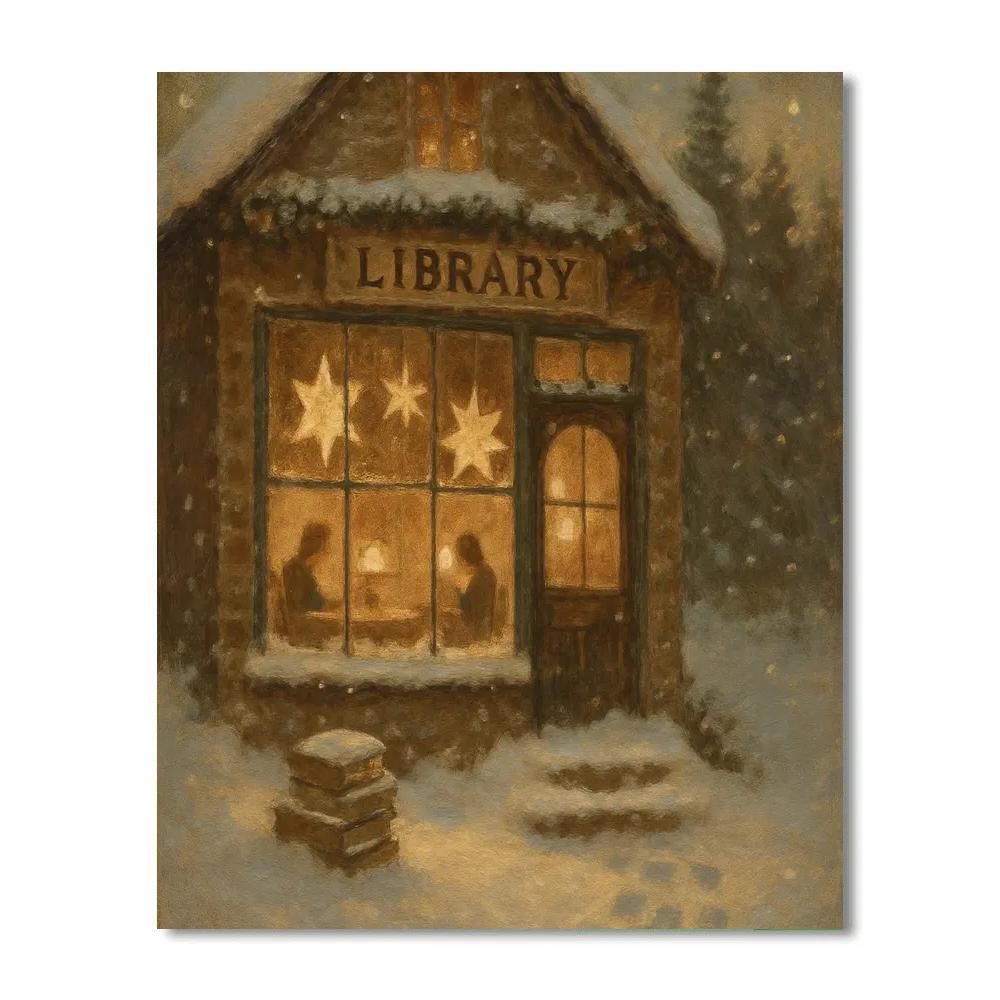 Snowbound Lantern Library paint by number
