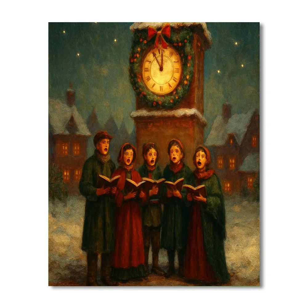 Frosted Clocktower Carol paint by number