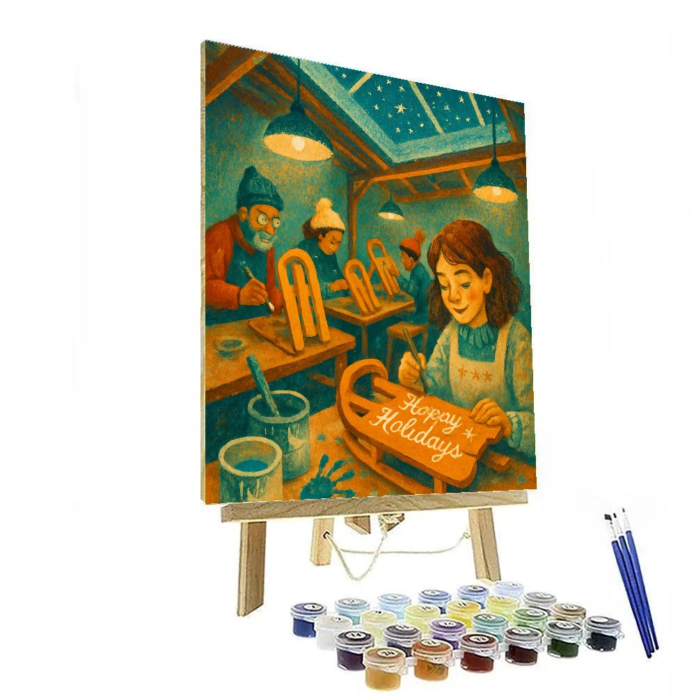 Starry Sled Workshop Number painting