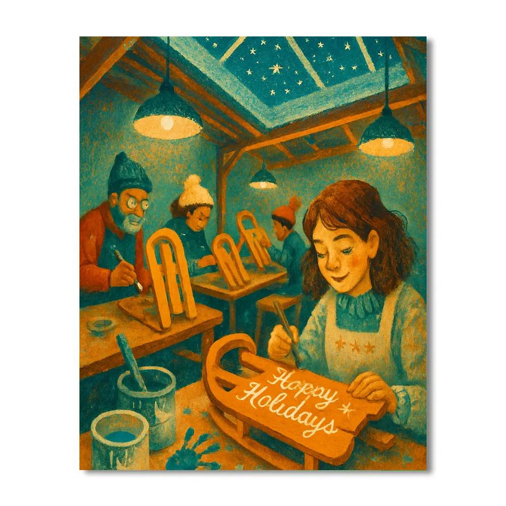 Starry Sled Workshop Number painting