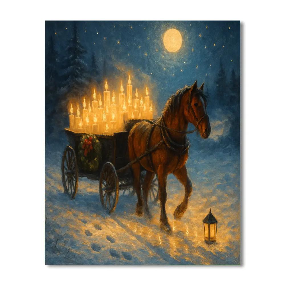 Moonlit Carriage Of Candles paint by numbers