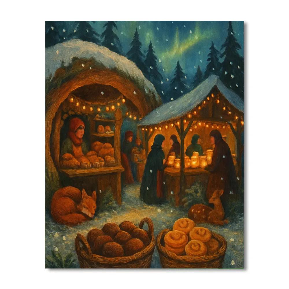 Lantern-Filled Hollow Market Number painting