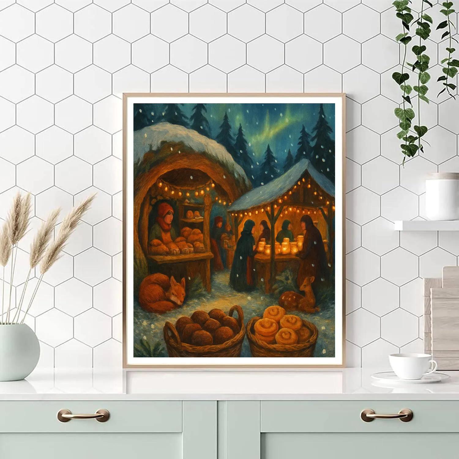 Lantern-Filled Hollow Market Number painting