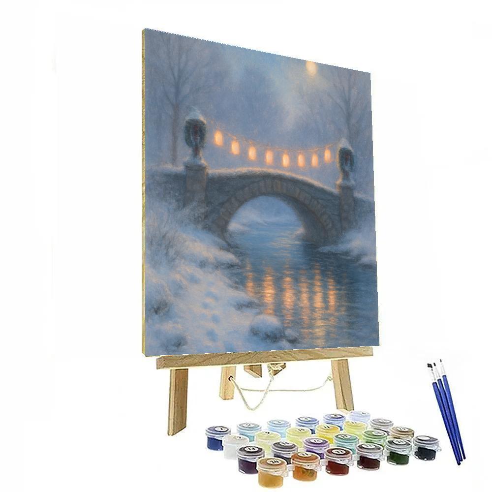 Frostbound Lantern Bridge Number painting