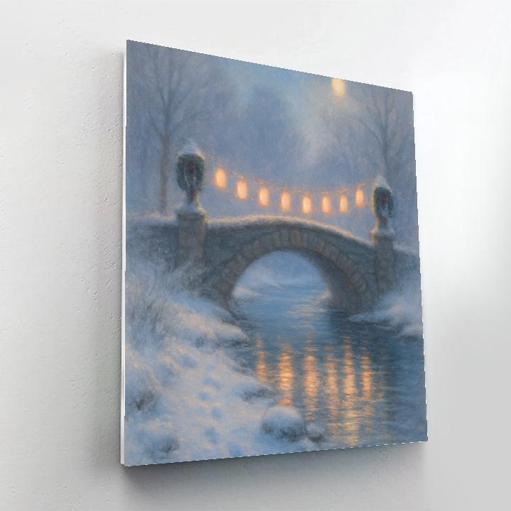 Frostbound Lantern Bridge Number painting