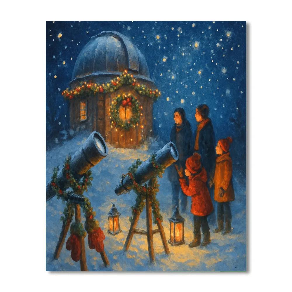 Winter Lantern Observatory paint by numbers