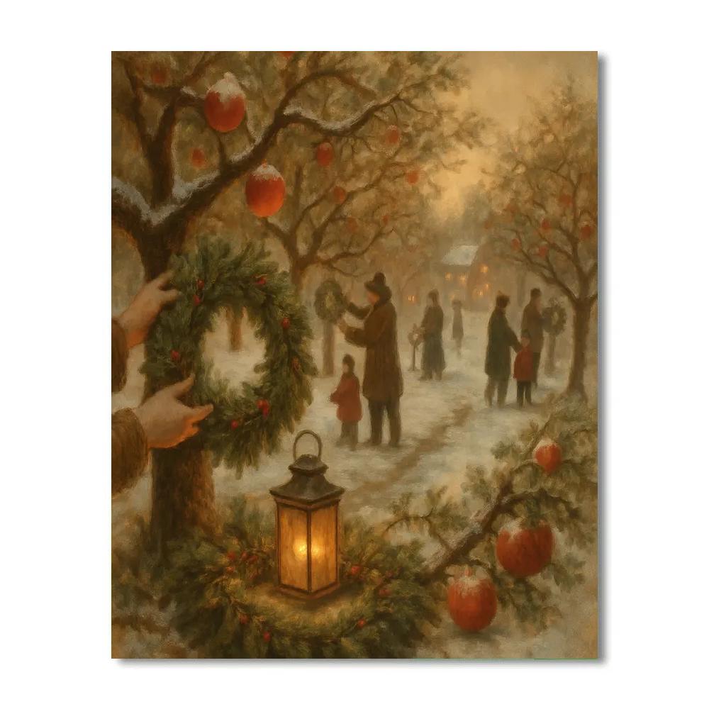 Orchard Wreath Night DIY paint by numbers