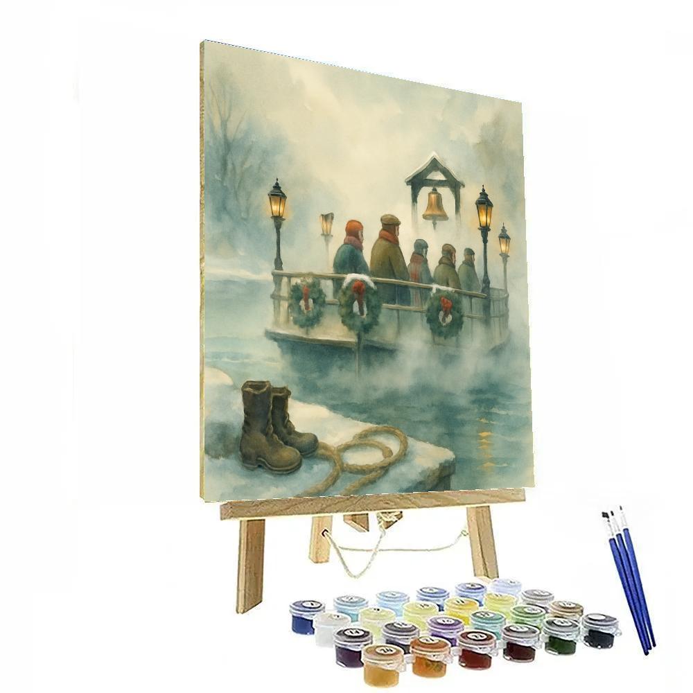 Frostbound Lantern Ferry Number painting